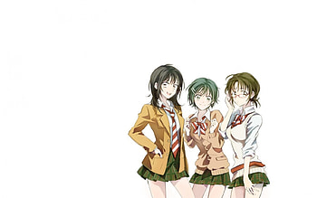 Coppelion Girls, Taeko, Aoi Fukusaku, Ibara Naruse, Friends, Ibara, Anime, Taeko Nomura, Smile, Aoi, Seifuku, Classmates, Anime Girls, School Uniform, Coppelion, Big Eyes HD wallpaper