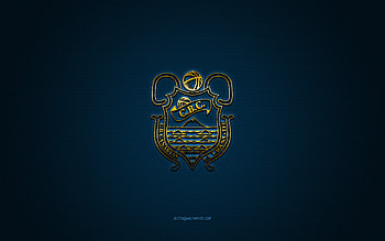CB 1939 Canarias, Spanish basketball club, yellow logo, blue carbon fiber background, Liga ACB, basketball, Tenerife, Spain, CB 1939 Canarias logo HD wallpaper