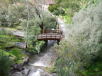 Bridge over river, bridge, trees, river, nature HD wallpaper