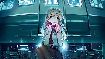 Anime girl, pilot, curious and shy HD wallpaper