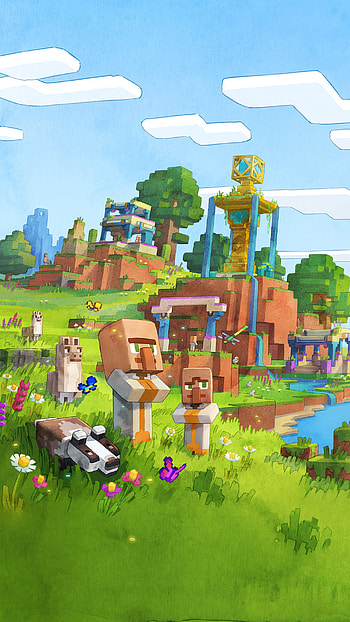 Minecraft Legends - The Village, video game, Minecraft Legends, Minecraft, landscape HD phone wallpaper