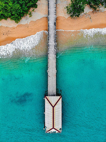 Nature, Sea, View From Above, Pier, Bungalow HD phone wallpaper