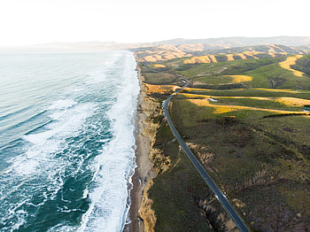 San Gregorio, highway, landscape, coast HD wallpaper