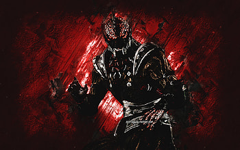 Saurian, Mortal Kombat Mobile, Saurian MK Mobile, Mortal Kombat, red stone background, Mortal Kombat Mobile characters, grunge art, Saurian Mortal Kombat HD wallpaper