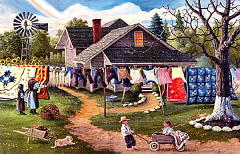 Amish Family F1, Amish, art, play, artwork, wide screen, painting, love, mother, child, laundry HD wallpaper