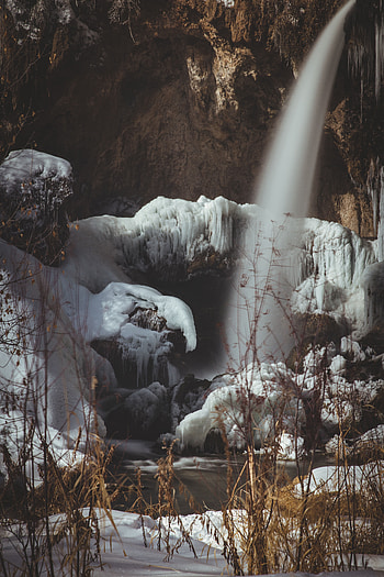 Winter, Nature, Ice, Rocks, Waterfall, Frost HD phone wallpaper