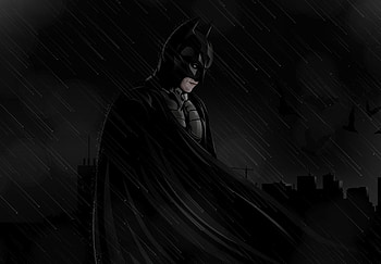 Batman, dark, superhero, rain, art HD wallpaper