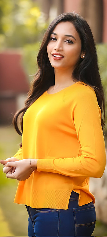 Srinidhi Shetty, orange HD phone wallpaper