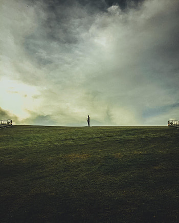 Horizon, Seclusion, Minimalism, Field, Human, Person, Loneliness, Edium HD phone wallpaper