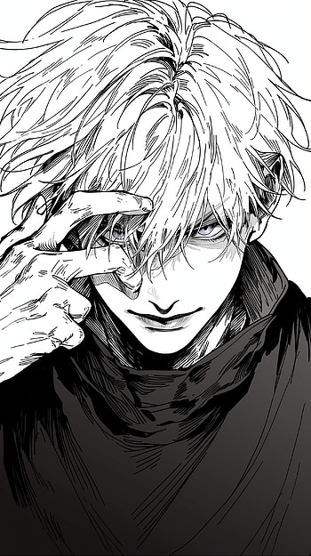 Gojo Monochrome Satoru Gojo — Manga Portrait Jujutsu Kaisen: White Anime Gojo, manga, white anime, Jujutsu Kaisen, Satoru Gojo HD phone wallpaper