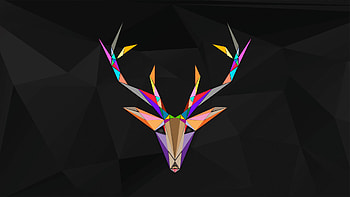 Polygonal Reindeer Colorful Dark HD wallpaper