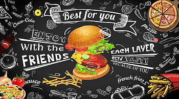 Fast Food Restaurant Cafe Wall Decor Hamburger Wall Poster Pizza Mural Trendy Black Background Poster in 2021. Fast food restaurant, Cafe wall, Fast food HD wallpaper