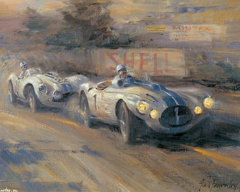 Alan Fearnley art, alan fearnley, painting, art, man, car, race HD wallpaper