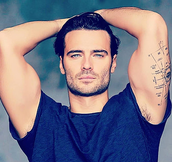 Giulio Berruti, man, blue, actor, tattoo HD wallpaper