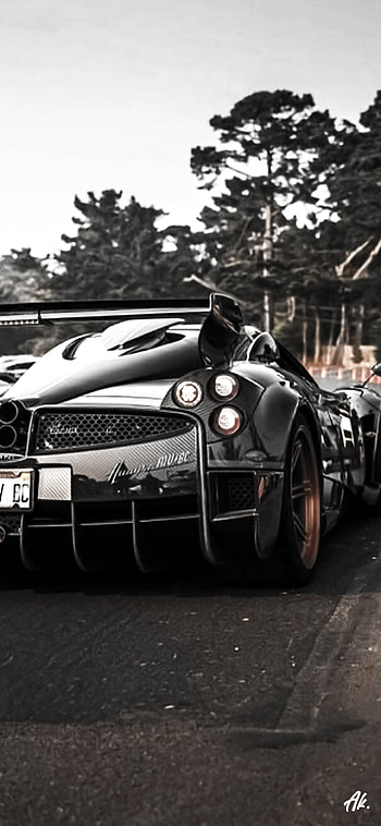 pagani black & white, sky, automotive_design, Blackandwhite, car, trend, dark, vehicle HD phone wallpaper