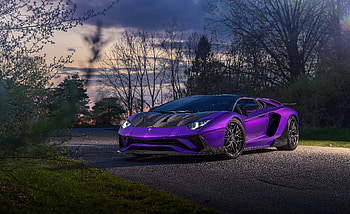 Purple Lamborghini Aventador , lamborghini-aventador, lamborghini, cars, behance HD wallpaper