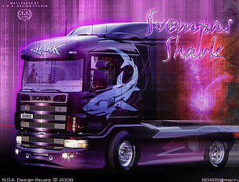Scania Svempas Shark, purple, truck HD wallpaper