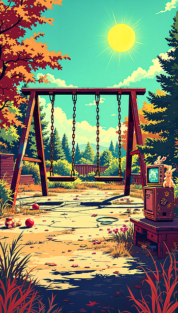 Sunny Playground Vibes: A Nostalgic , summer, retro HD phone wallpaper