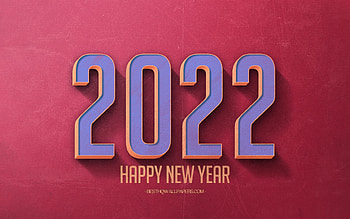 2022 Retro burgundy background, 2022 concepts, 2022 burgundy background, Happy New Year 2022, retro 2022 art, 2022 New Year HD wallpaper