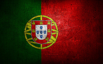 Portuguese metal flag, grunge art, European countries, Day of Portugal, national symbols, Portugal flag, metal flags, Flag of Portugal, Europe, Portuguese flag, Portugal HD wallpaper