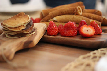 Food, Strawberry, Pancakes, Fritter HD wallpaper