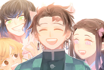 Inosuke Hashibira, Zenitsu Agatsuma, Anime, Demon Slayer: Kimetsu No Yaiba, Nezuko Kamado, Tanjiro Kamado HD wallpaper