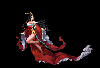 Fantasy Girl, Black, Asian, Girl, Red, Beauty HD wallpaper