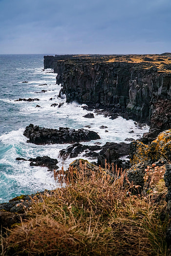 Nature, Sea, Waves, Rock, Shore, Bank, Cliff HD phone wallpaper