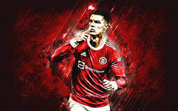 Cristiano Ronaldo, CR7, portrait, Manchester United FC, red stone background, grunge art, CR7 Manchester United, Premier League HD wallpaper