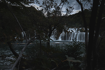 Nature, Rivers, Trees, Bush, Waterfall HD wallpaper
