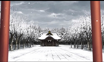 Hakurei's Shrine, winter, beauty, shrine, nice, scenery, snow, scenic, sweet, white, scene, house, beautiful, tree, anime, pretty, touhou, nature, lovely, home HD wallpaper