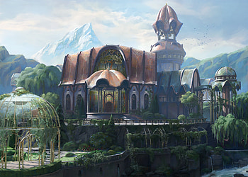 Emerald Aerie: Palace of the Glade, fantasy, building HD wallpaper