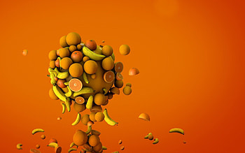 Bananas, Oranges, 3D, Flight HD wallpaper