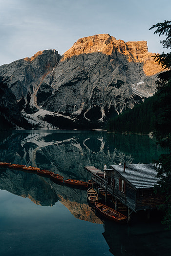 Nature, Mountains, Boats, Lake, Pier HD phone wallpaper