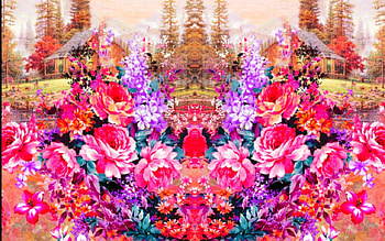 Beautiful painting, painting, art, flowers, cottage, collage HD wallpaper