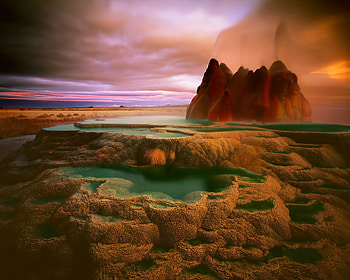 Fly Geyser, Nevada HD wallpaper