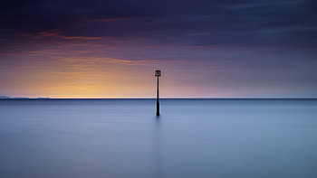Sunrise, coast, lamp-post, long exposure HD wallpaper