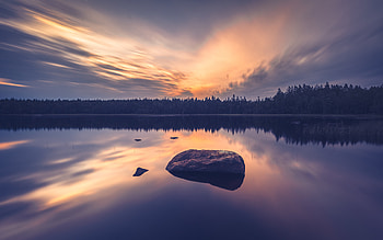 Quiet Horizon Morning View, morning, evening, sunrise, sunset, reflection, trees, nature, sky HD wallpaper