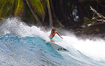Girl surfing wonder, Ocean adventures, Exhilarating rides, Surfing paradise HD wallpaper