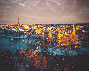 Cities, Rivers, Snow, City, Palace HD wallpaper