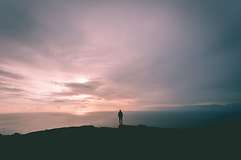 Sea, Twilight, Horizon, Dark, Silhouette, Miscellanea, Miscellaneous, Dusk, Cliff HD wallpaper