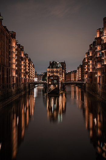 Cities, Rivers, Building, Lights, Reflection, Night City HD phone wallpaper