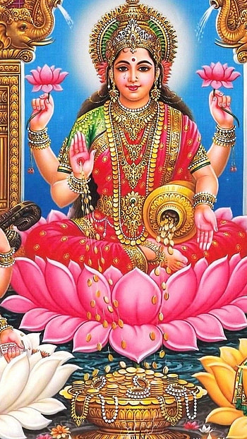 Lakshmi Ganesh, Lotus, Laxmi Devi HD phone wallpaper