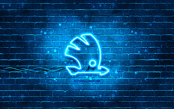Skoda blue logo, , blue brickwall, Skoda logo, cars brands, Skoda neon logo, Skoda HD wallpaper