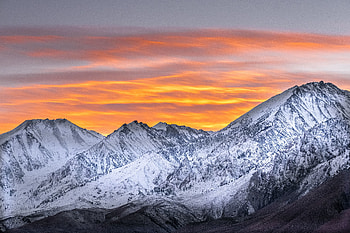 Sunset, mountains' peak, sky, nature HD wallpaper