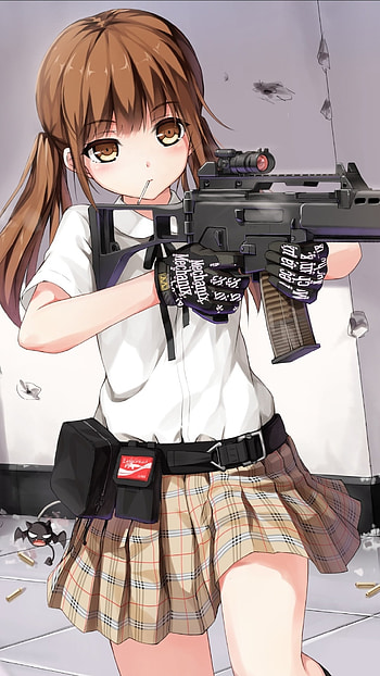 Anime Girl Sharpshooter: Stylish Rifle for Your , gun, Anime, girl, anime girl HD phone wallpaper