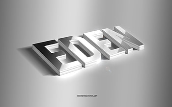 Eden, silver 3d art, gray background, with names, Eden name, Eden greeting card, 3d art, with Eden name HD wallpaper