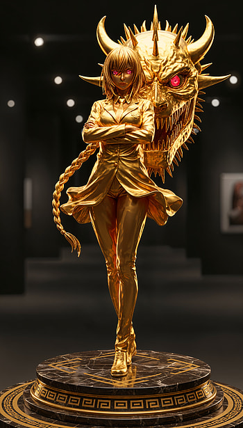 Makima (Chainsaw Man) - Golden Devil, Makima (Chainsaw Man), anime girl, dragon HD phone wallpaper