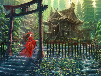 Miko and House, anime, wall, girl, new, beauty HD wallpaper