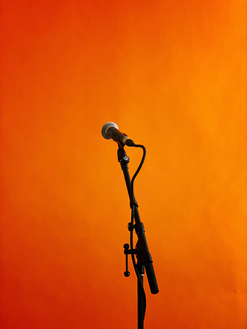 Music, Micro, Orange Background HD phone wallpaper